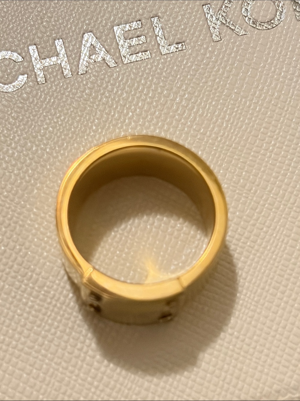 Michael Kors Gold-Tone Stainless Steel Plaque Signet Ring - Picture 4 of 6